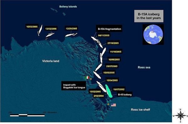 HISTOIRE ET IMAGE DE L'ICEBERG B 15 A