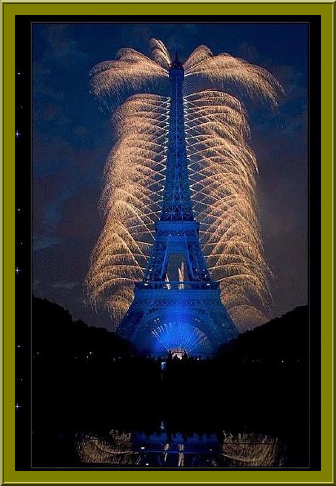 Poster Toile Tour Eiffel Paris Feux D'artifice Nuit - Décoration Murale Moderne 40 X 60 Cm - 4